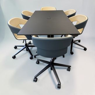 Second Hand Black Boardroom Meeting Table - Side