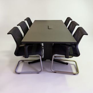 Used Graphite Meeting Table & Steelcase Chairs Set