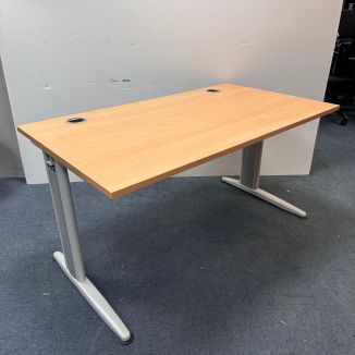 Used Oak Office Desk - Cable Managed Legs