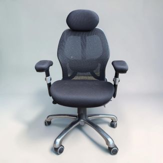 Second Hand ERGO Luxury Mesh Back Executive Chair Black with Headrest - Front