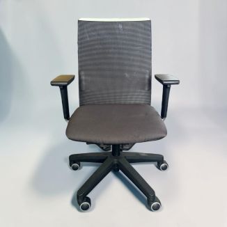 Second Hand Black Mesh Task Chair with White Frame - Front