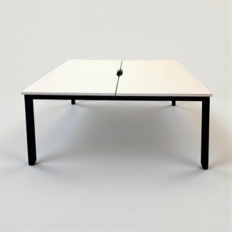 Used Elite 2 Person White Bench Desk - Angled
