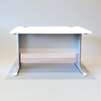 Used White Office Desk - Silver Cable Managed Legs