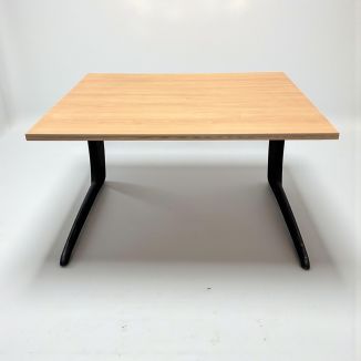 Used Light Beech Office Desk - Black Frame - Front