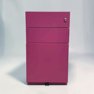 Second Hand Bisley Note 3 Drawer Pedestal - Fuchsia