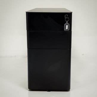 Used Black 3 Drawer Mobile Pedestal - Front