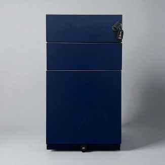 Used Bisley Note Slimline 3 Drawer Pedestal - Oxford Blue - Front