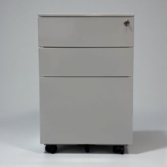 Used White 3 Drawer Mobile Pedestal - Front