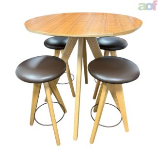 Second Hand Oak Poseur Table & Stools Set