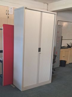 Used Light Grey Tambour Cupboard
