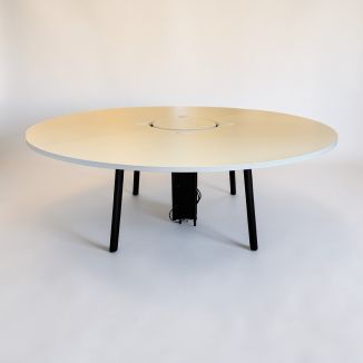 Used Round White Meeting Table - Black Legs