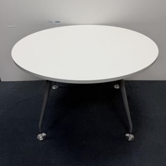 Used Round White Meeting Table - Grey Legs