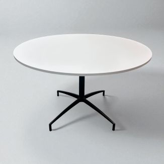 Used Round White Meeting Table - Black Legs