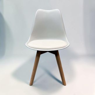 Used White Shell Chair - Leather Seat