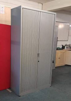 Used Silver Tambour Cupboard