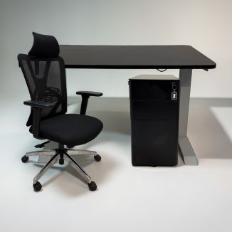 Used Sit/Stand Desk, Chair, & Pedestal Set