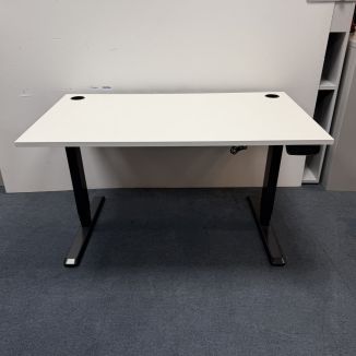 Used White Sit Stand Desk - Black Legs - Front