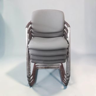 Used Grey Fabric Stacking Chairs - Set of 4