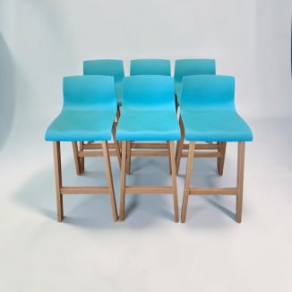 Used Cyan Blue Bar Stools - Set of 6