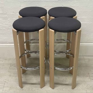 Second Hand Black Fabric Stools - Set of 4