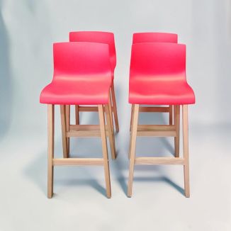 Used Red Bar Stools - Set of 4 - Front