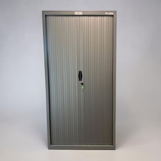 Second Hand Flexiform Silver Tambour Cupboard - Front