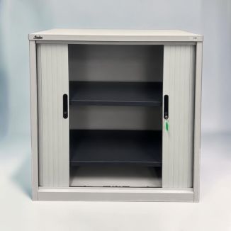 Second Hand Silver Tambour Door Cupboard - Front
