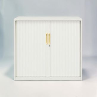 Used White Half-Height Tambour Cupboard