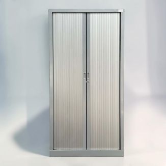 Second Hand Tambour Cupboard – Light Grey - Front