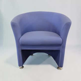 Second Hand Blue Fabric Tub Chair - Front