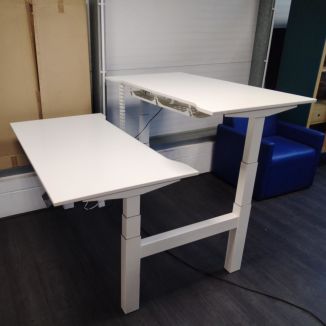 Used White Twin Sit/Stand Desk - White Frame
