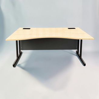 Second Hand Beech Wave Desk – Black Cantilever Legs - Front