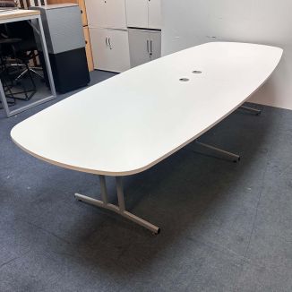 Second Hand Two-Piece White Boardroom Table