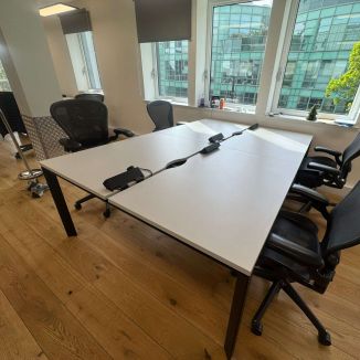 Used White Bench Desks - Black Legs