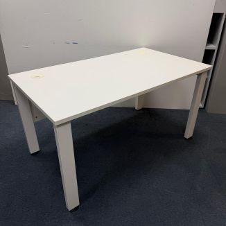 Used White Bench Desk - Goal Post Legs