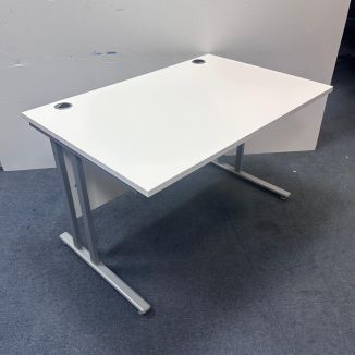 Used White Office Desk - Twin Cantilever Frame