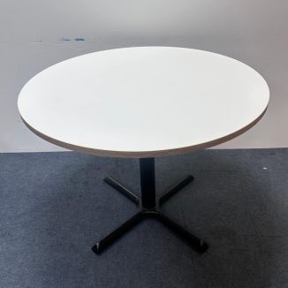 Used Round White Meeting Table - Black Legs