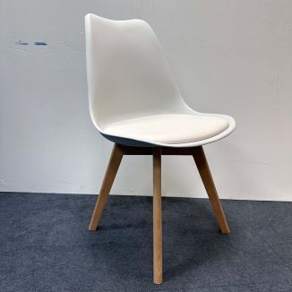 Used White Shell Chair - Leather Seat