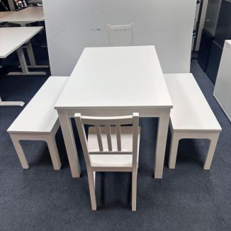 Used White Wooden Dining Set