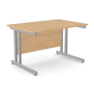 Unite Beech Office Desk - Silver Twin Cantilever Frame