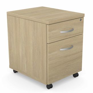 Unite 2 Drawer Wooden Mobile Pedestal - Urban Oak