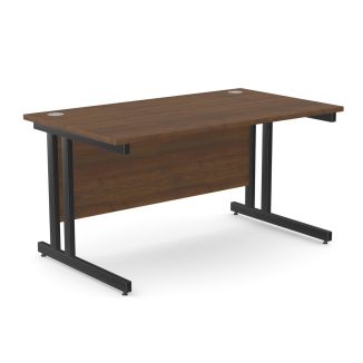 Unite Walnut Desk - Black Twin Cantilever Frame