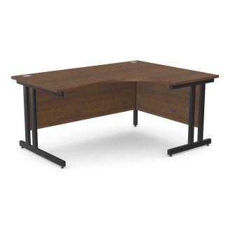 Unite Walnut Corner Desk - Twin Cantilever Frame in Black